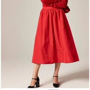 NWT J. Crew Midi Ball Skirt in Taffeta in Vintage Red Size 4